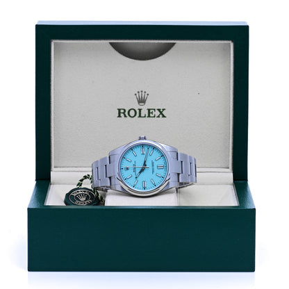 Rolex Stainless Steel 41mm Oyster Perpetual Watch Turquoise 124300 3 of 5