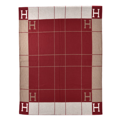 Hermes Wool Cashmere Avalon III Blanket Ecru Rouge H 2 of 5