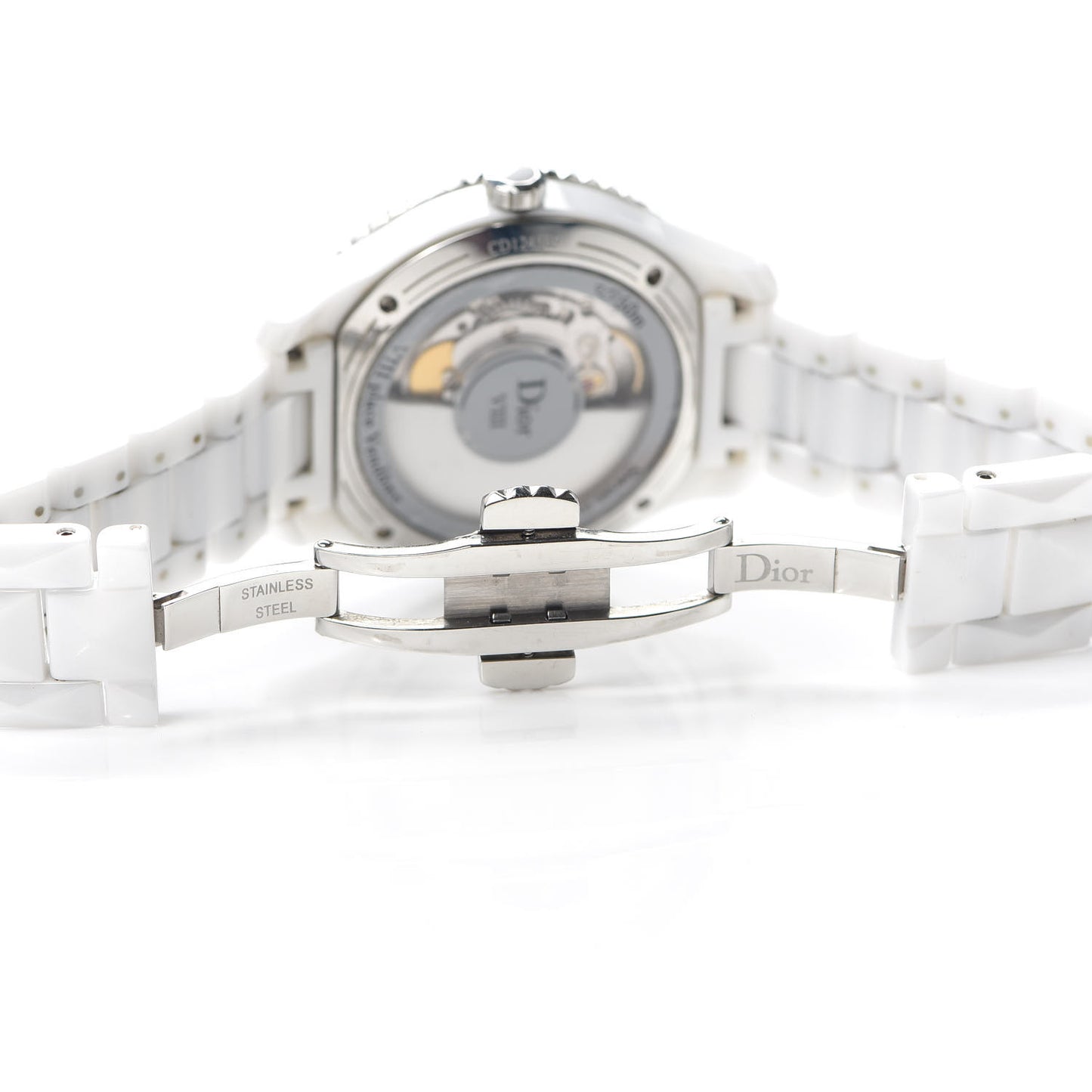 Stainless Steel Ceramic Diamond Bezel Mother of Pearl 38mm Dior VIII Automatic Watch White