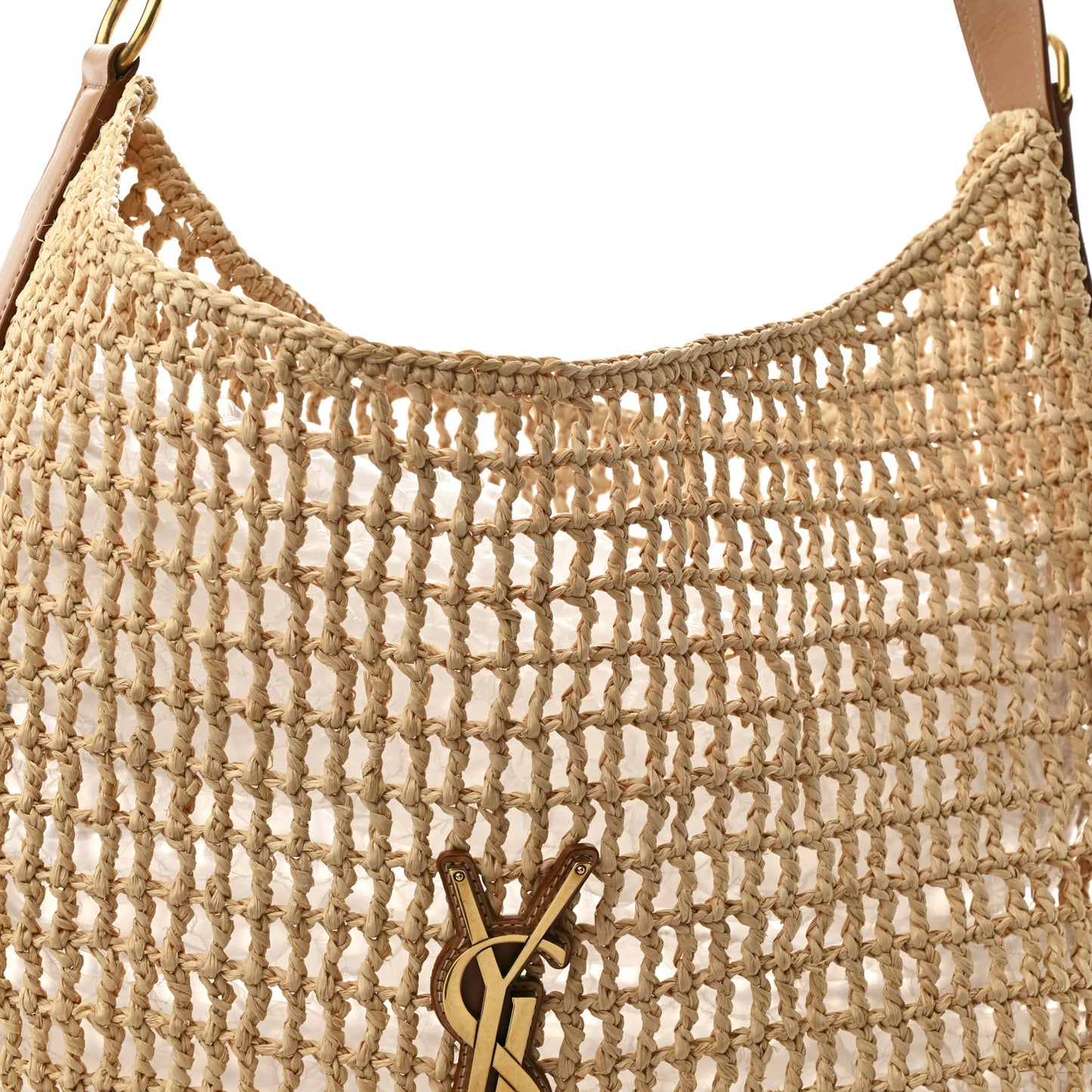 Raffia Calfskin Oxalis Shoulder Bag Naturale Vintage Brown