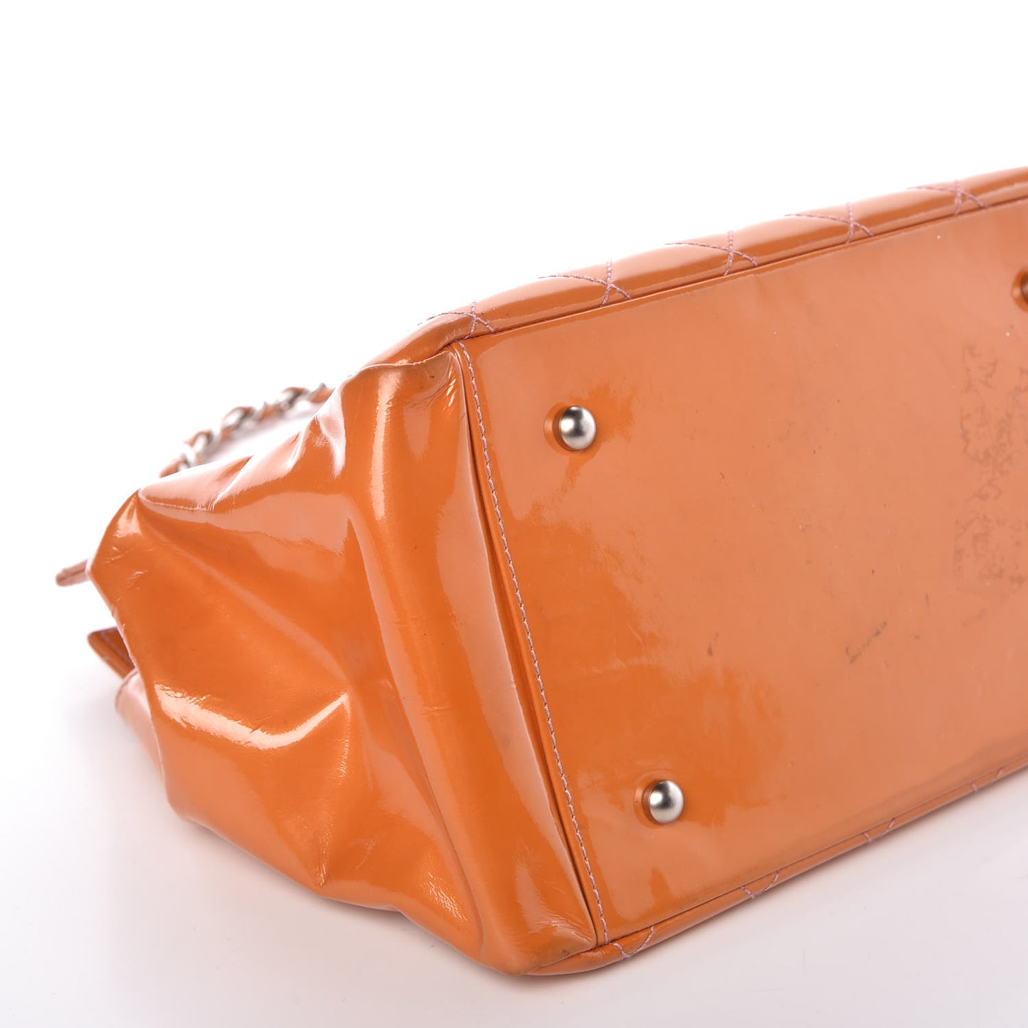 Patent Quilted Petit Timeless Tote PTT Orange