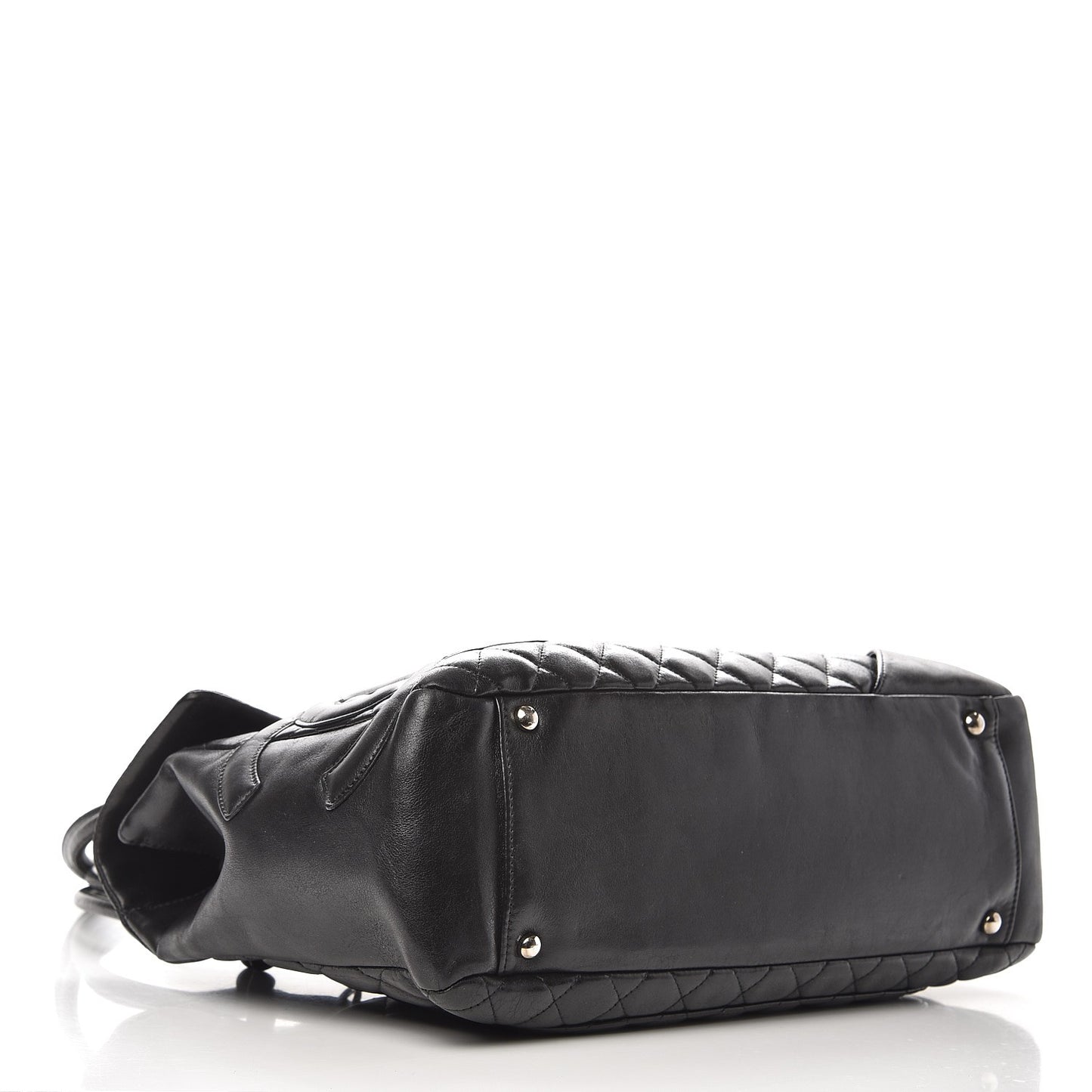 Calfskin Quilted Large Cambon Flap Black