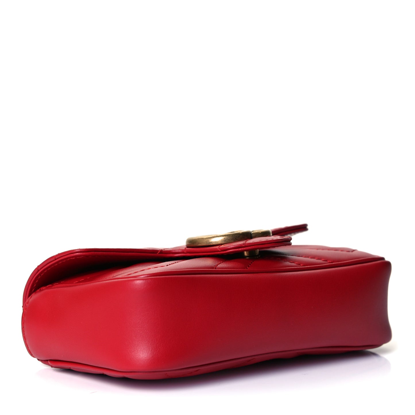 Calfskin Matelasse Super Mini GG Marmont Shoulder Bag Hibiscus Red