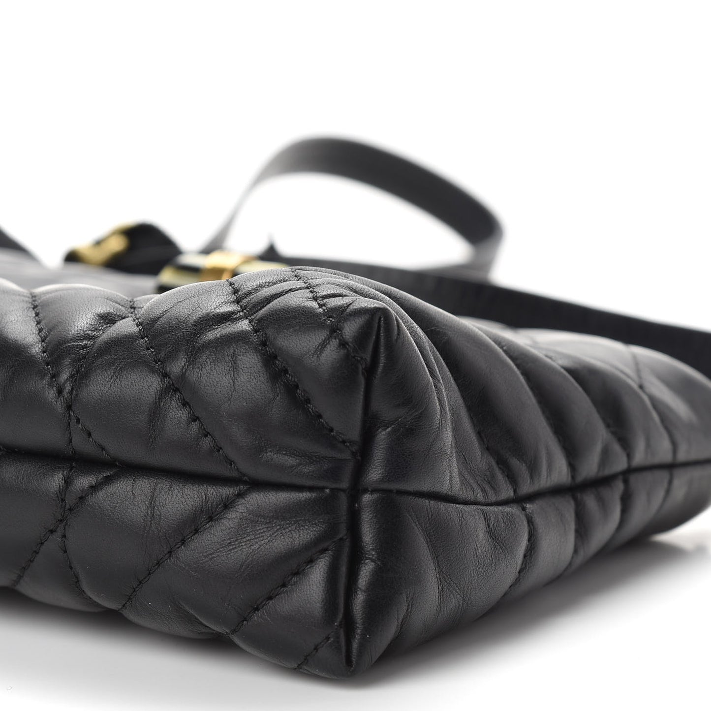 Lambskin Quilted Small Happy Shoulder Bag Black