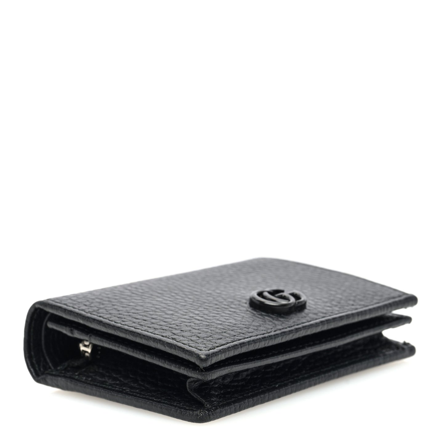 Dollar Calfskin Enamel Monochrome GG Marmont Card Case Black