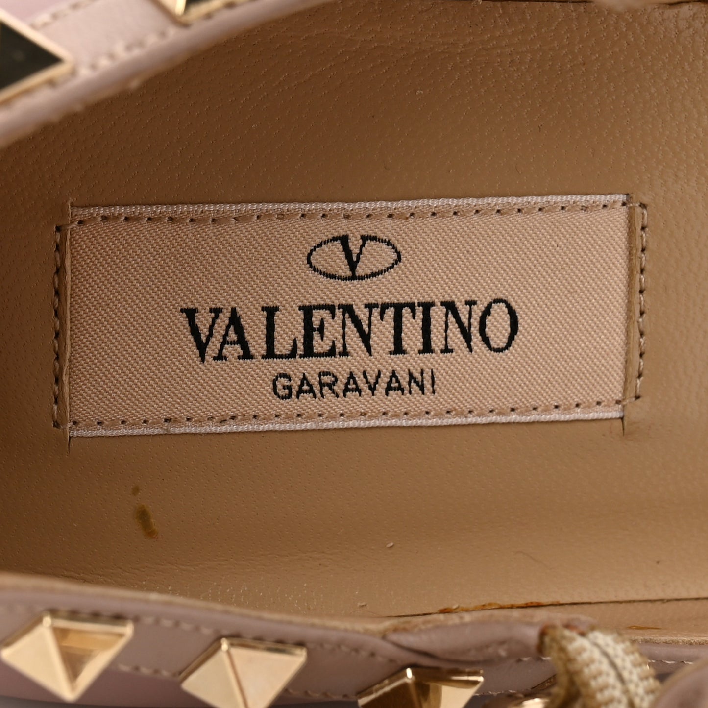 Calfskin Nappa Rockstud Cage Ballerina Flats 35 Grey Pink Poudre