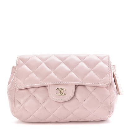 Chanel Lambskin Quilted Flap Cosmetic Case Light Pink 1 of 9