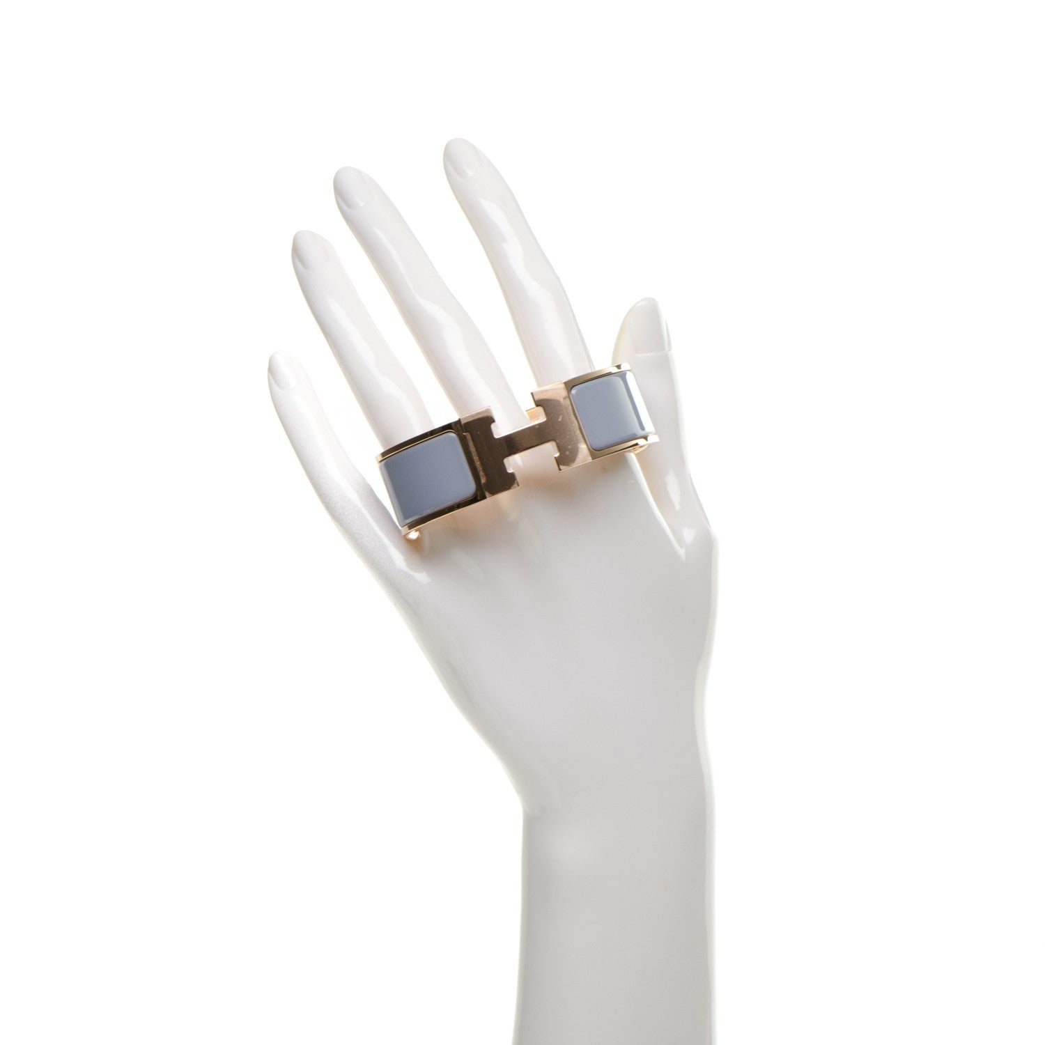 Hermes Enamel Wide Clic Clac H Bracelet GM Bleu Lin 2 of 5