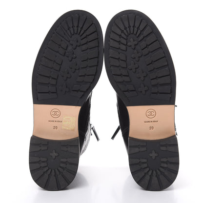 Chanel Calfskin Quilted Combat Boots 39 Black 5 of 7