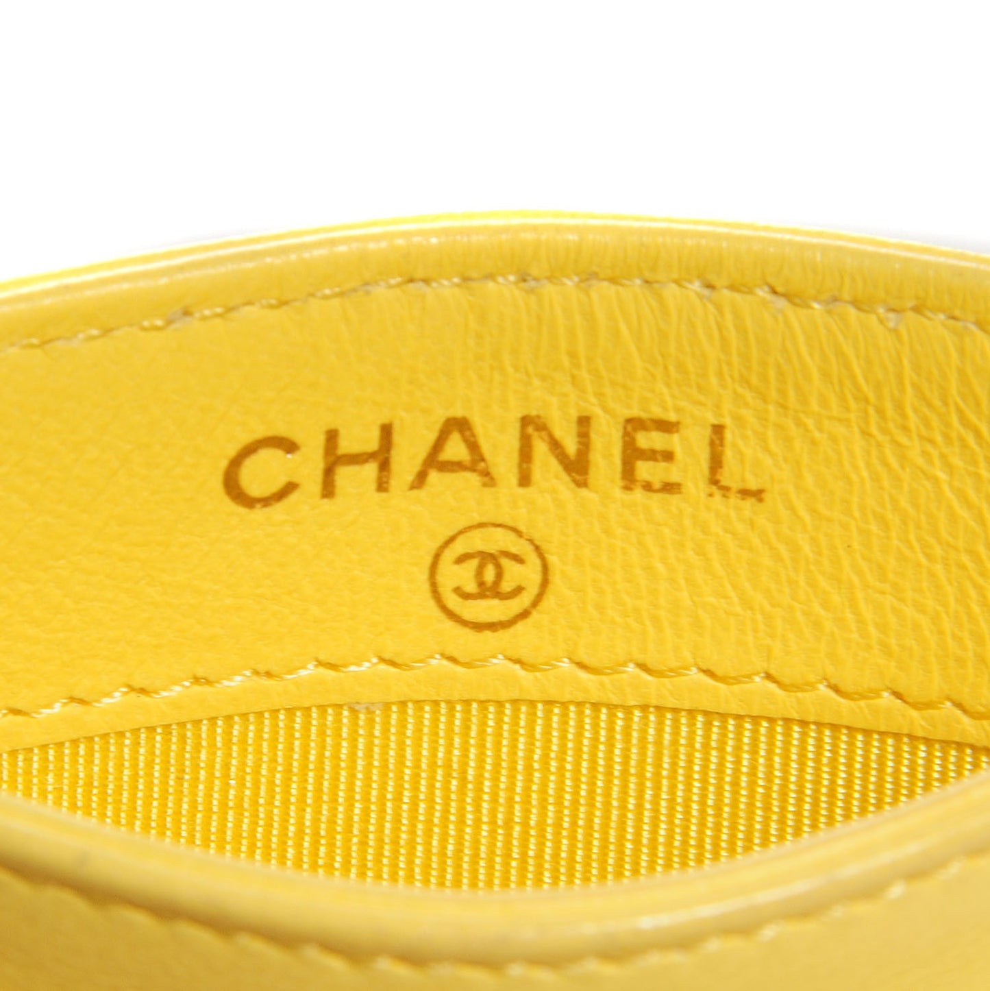 Lambskin Quilted Card Holder Yellow