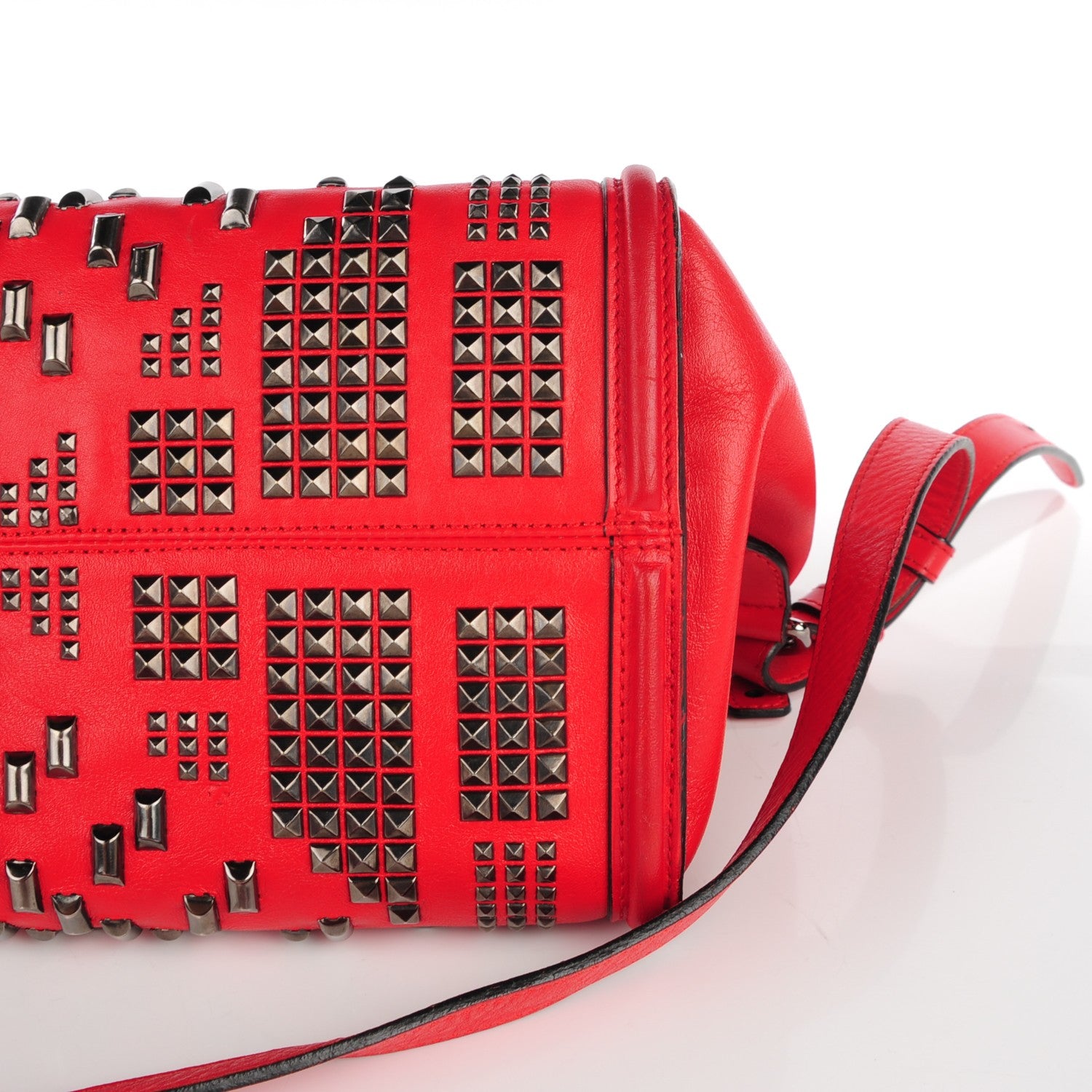 Alexander McQueen Calfskin Small Studded Padlock Zip Around Tote Red 4 of 14