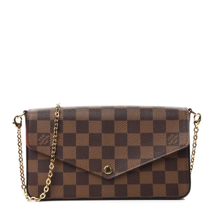 Louis Vuitton Damier Ebene Pochette Felicie Chain Wallet 1 of 10