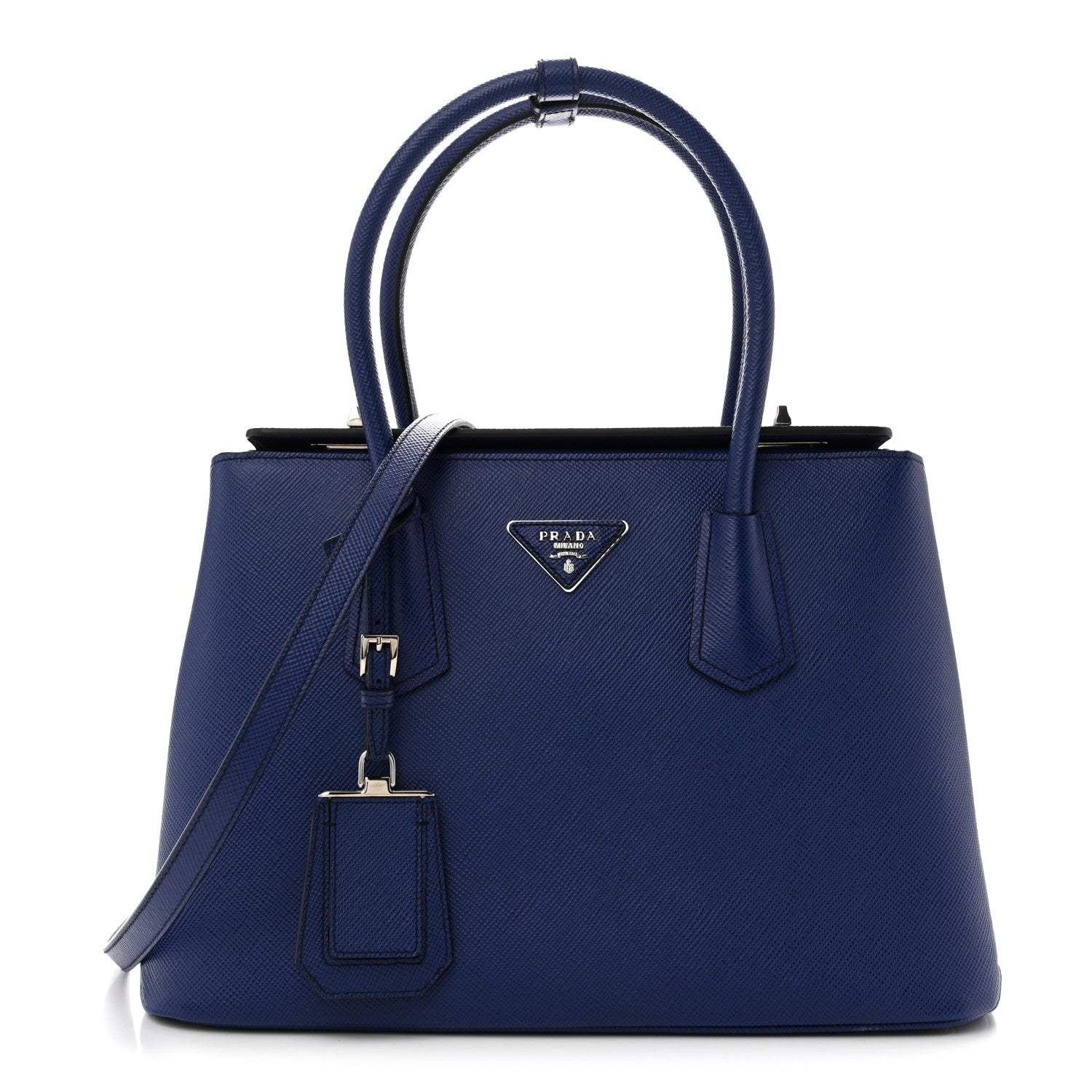 Prada Saffiano Cuir Twin Tote Inchiostro 1 of 14