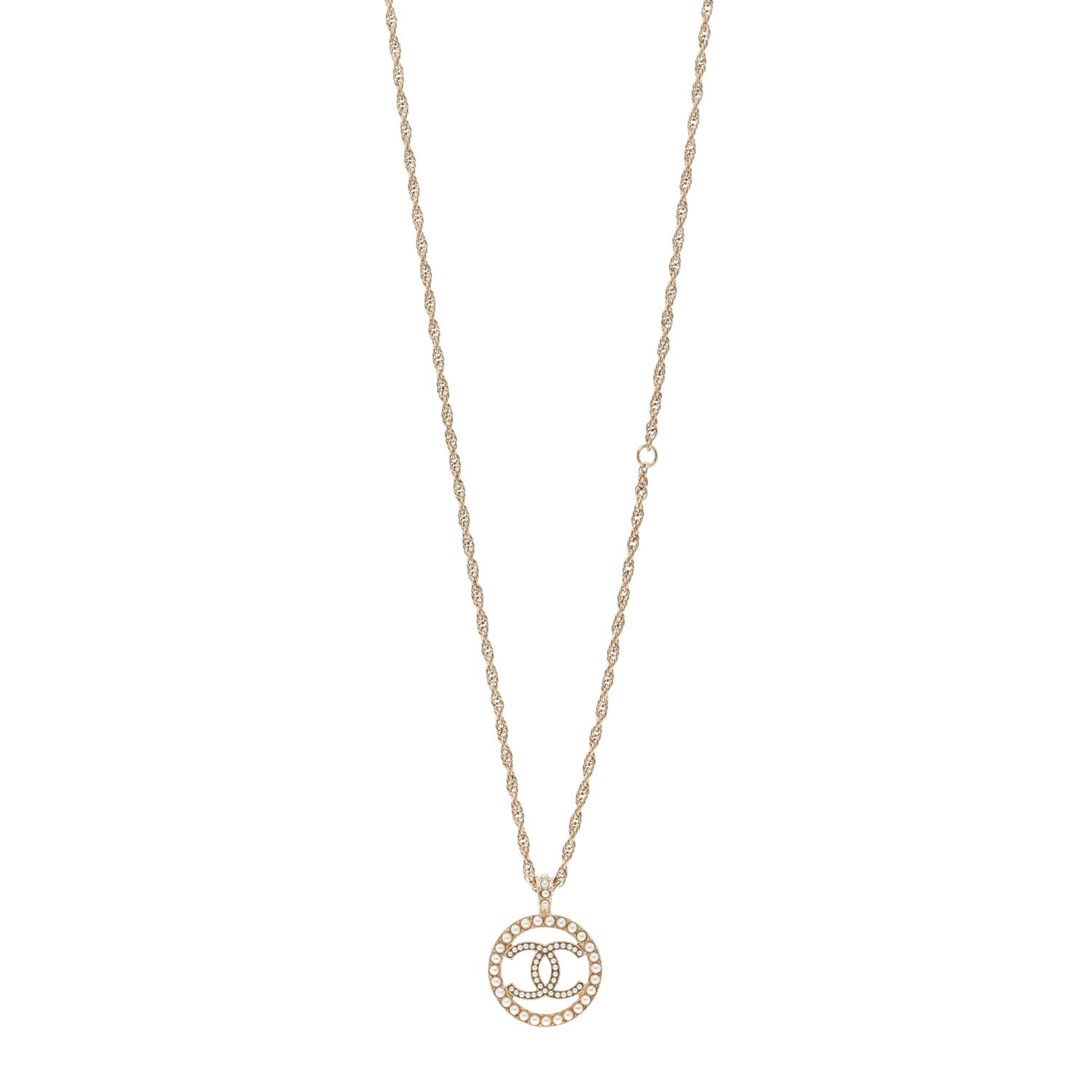 Chanel Pearl CC Round Pendant Necklace Gold 1 of 5