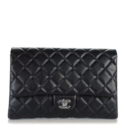 Chanel Caviar Quilted Clutch With Chain Flap Navy Blue 1 of 7