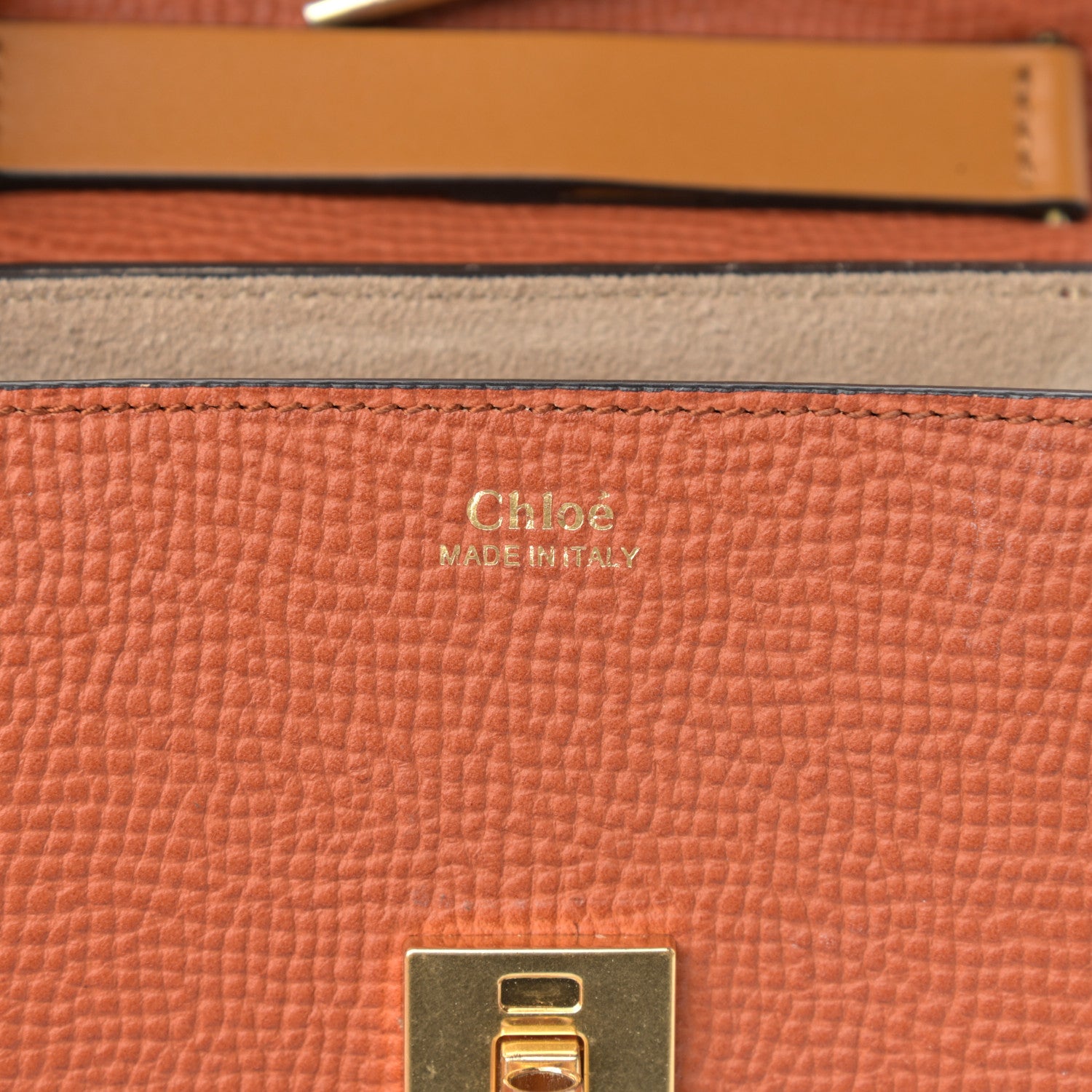 Chloe Grained Calfskin Lambskin Bi-Color Drew Shoulder Bag Orange Mustard 6 of 13