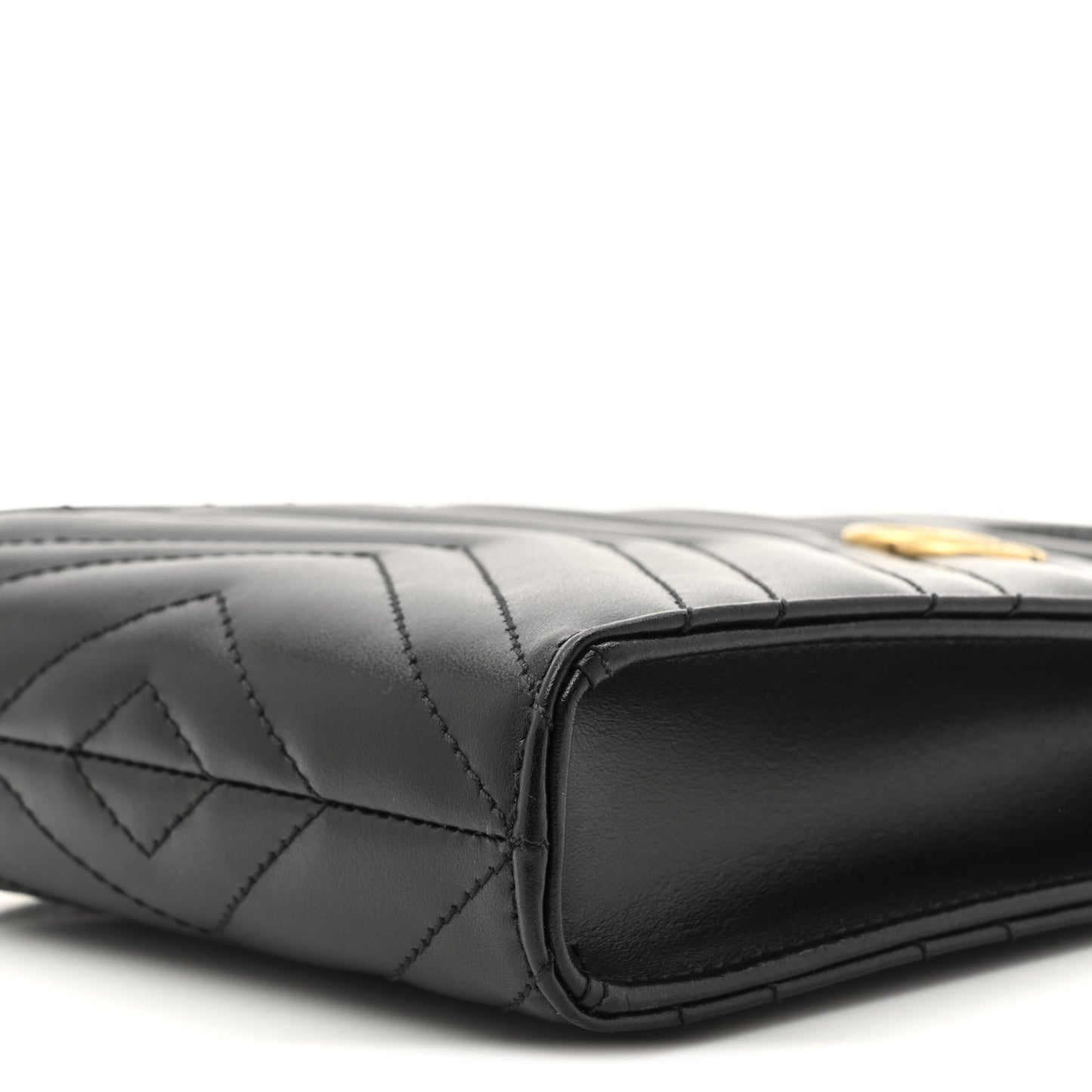 Calfskin Matelasse Mini GG Marmont Top Slip Handle Crossbody Bag Black