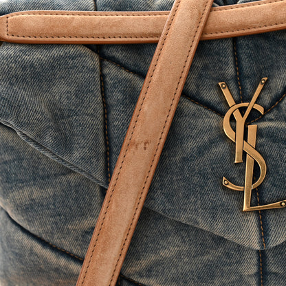 Saint Laurent Denim Quilted Medium Loulou Puffer Monogram Chain Satchel Blue Cinnamon 11 of 11
