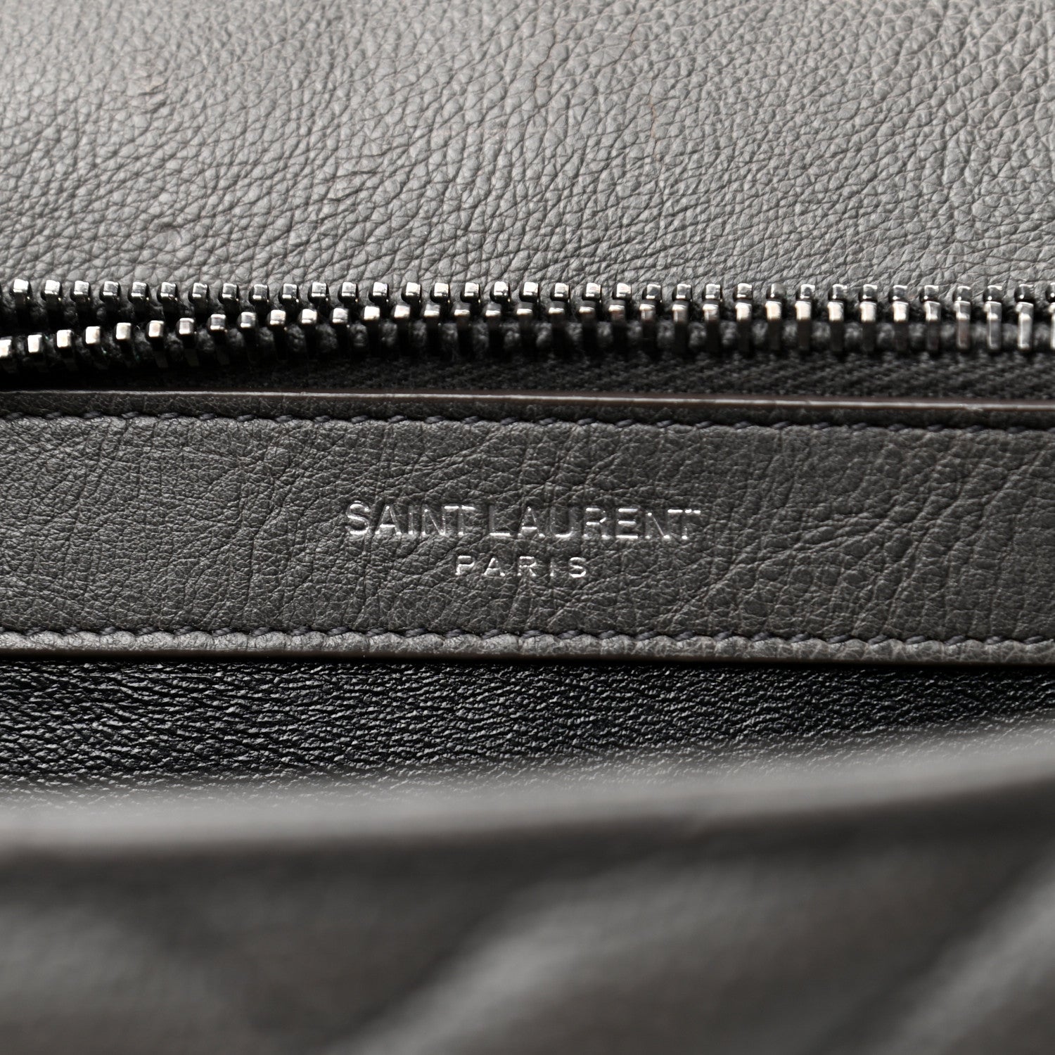 Saint Laurent Calfskin Matelasse Chevron Monogram Large College Satchel Light Coal 7 of 10