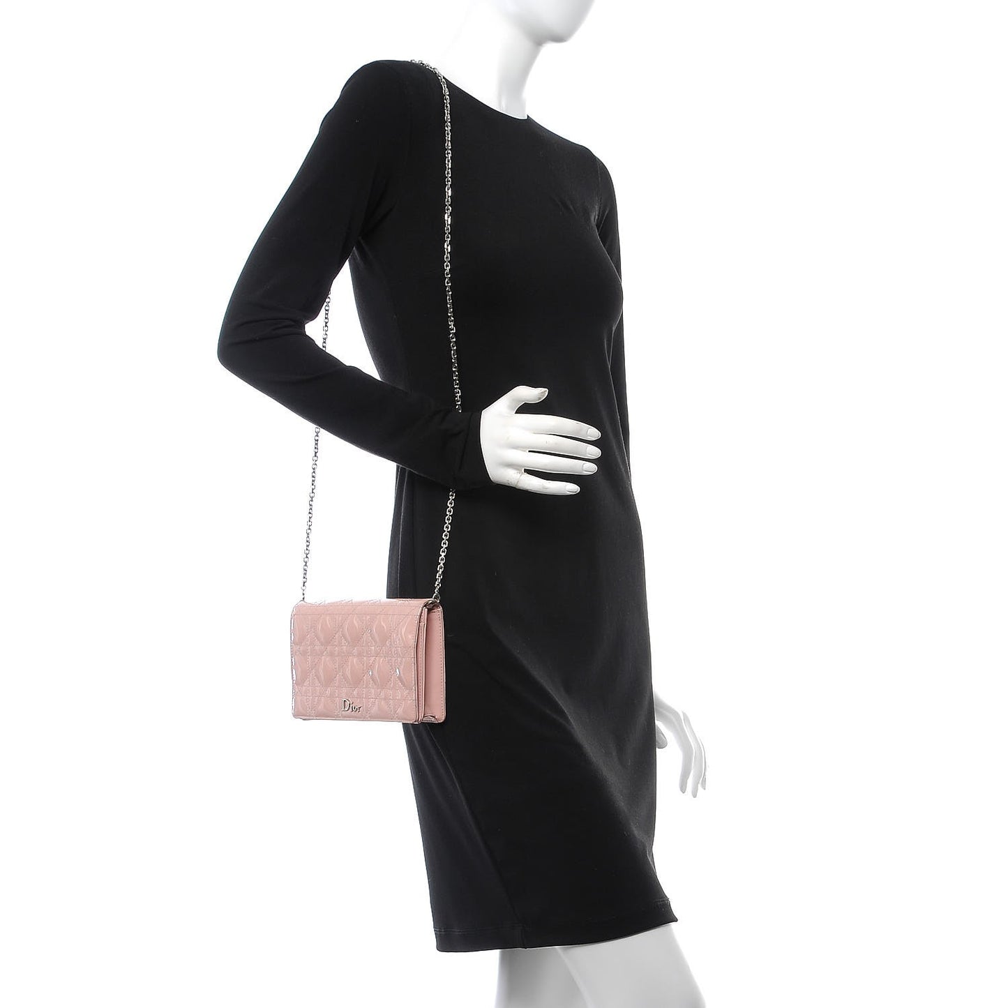 Patent Cannage Lady Dior Wallet On Chain Rose Clair