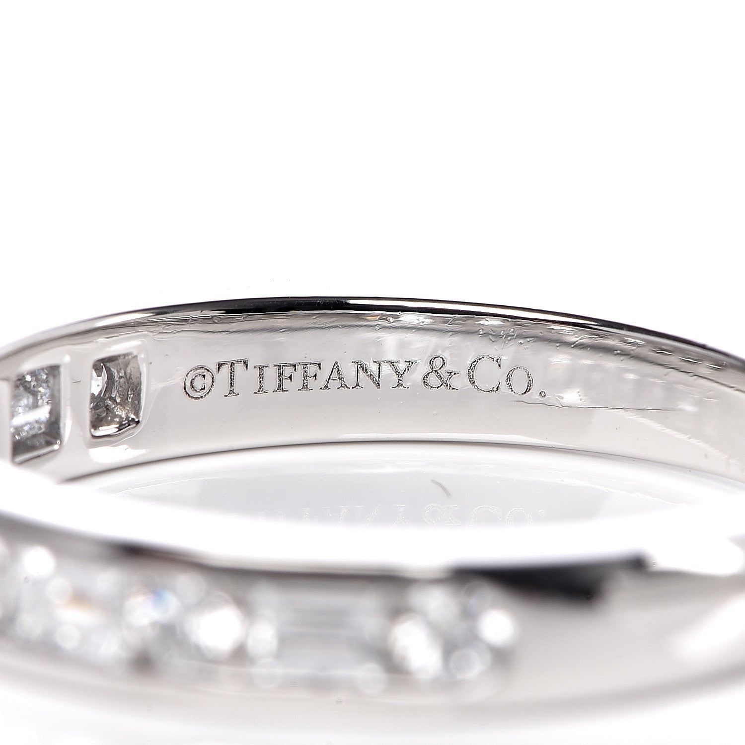 Tiffany Platinum Diamond 3mm Channel-Set Band Ring 56 7.75 5 of 6