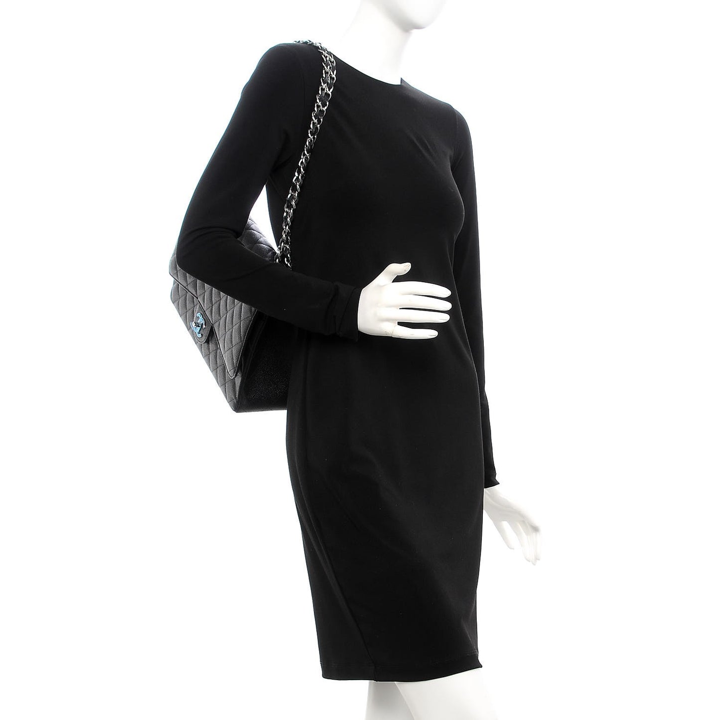Caviar Quilted Maxi Double Flap Black