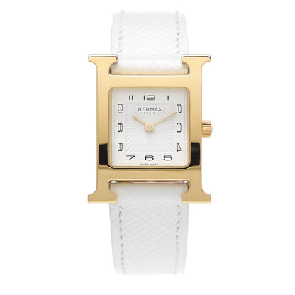 Hermes Stainless Steel Epsom 21mm Heure H Hour Quartz Watch Blanc 1 of 5