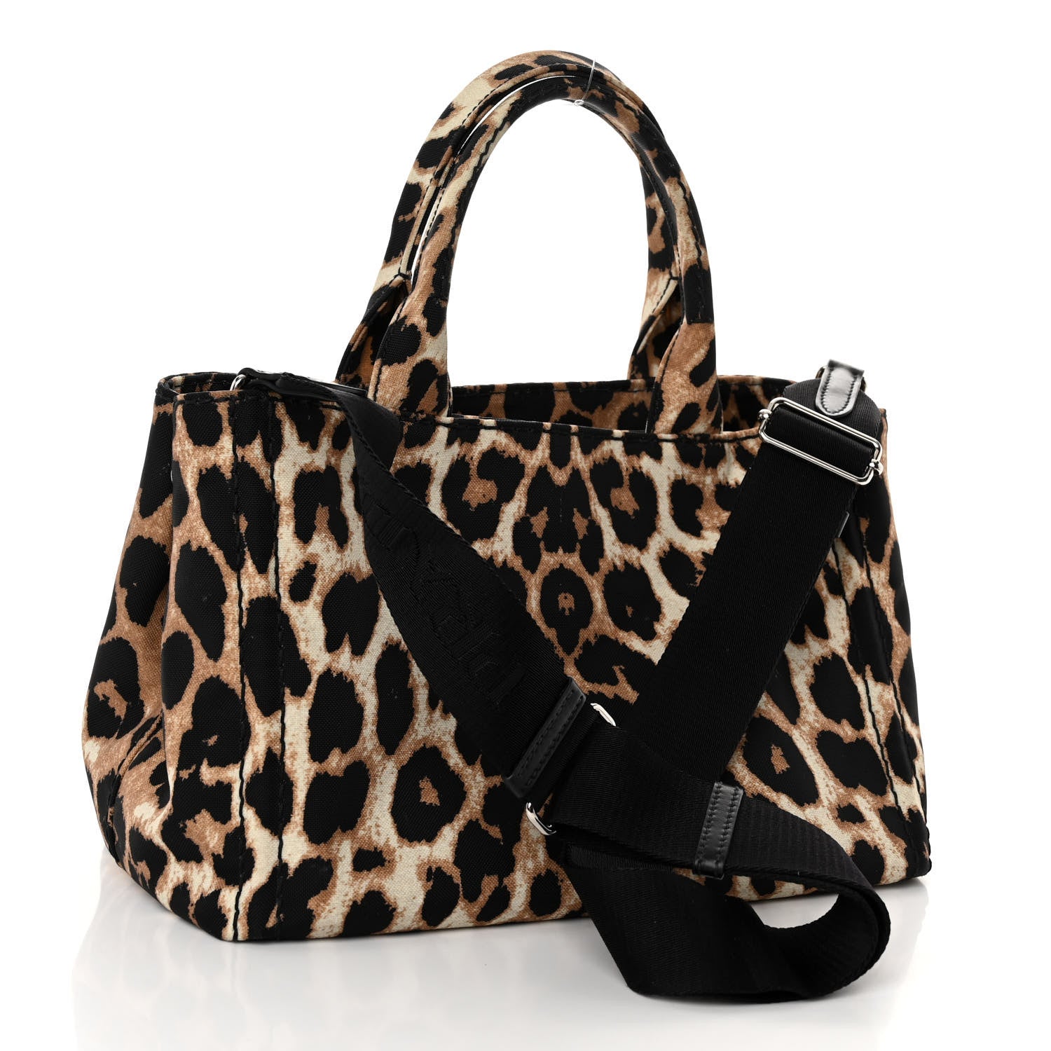 Prada Canapa Stampada Leopard Small Tote Avorio 3 of 9