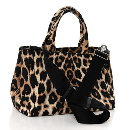 Prada Canapa Stampada Leopard Small Tote Avorio 3 of 9