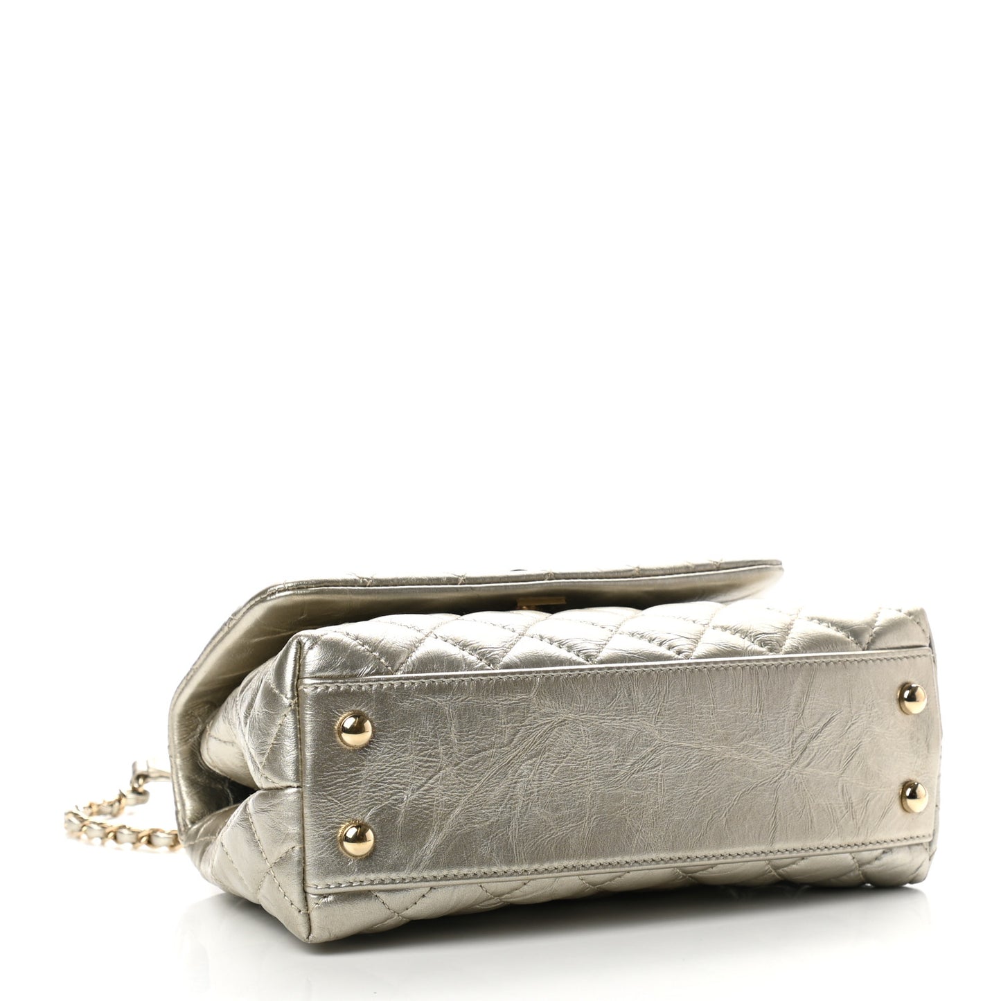 Metallic Aged Calfskin Quilted Mini Coco Handle Flap Gold