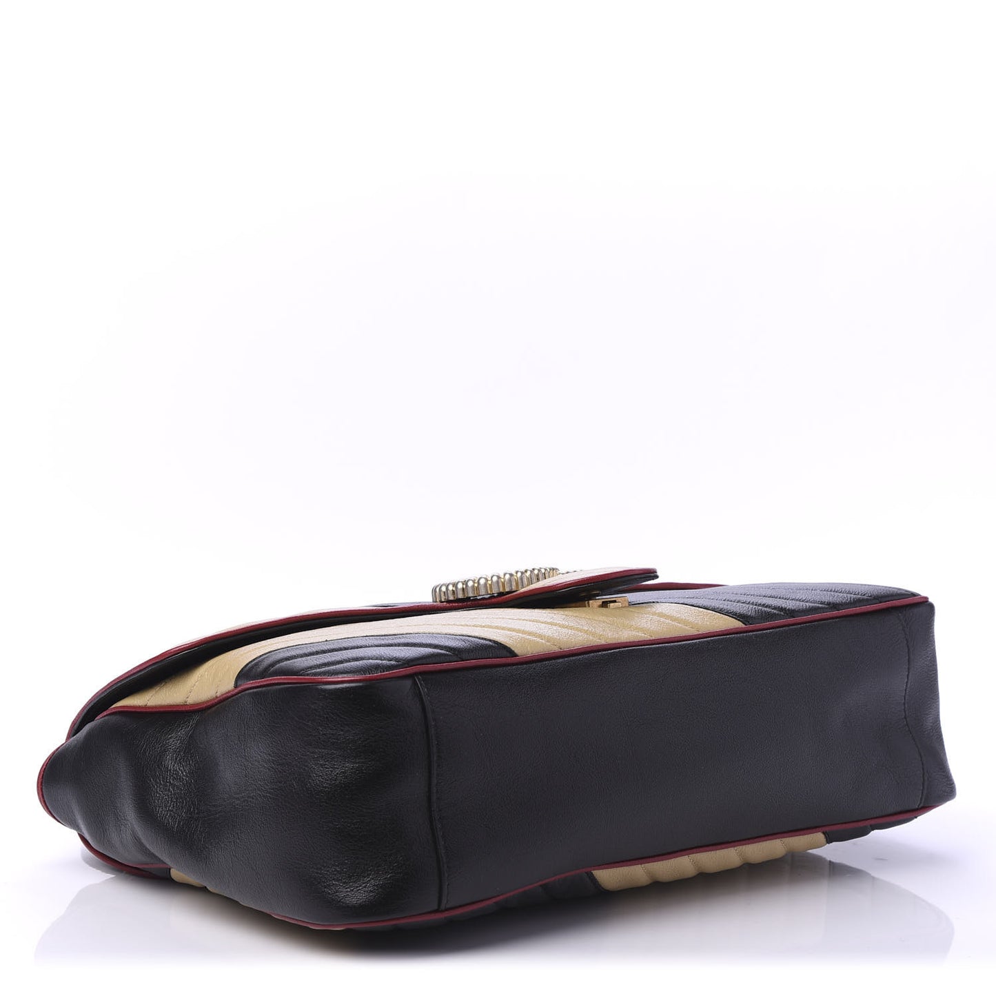 Azalea Calfskin Matelasse Diagonal Patchwork Large Torchon GG Marmont Shoulder Bag Black Beige Romantic Cerise