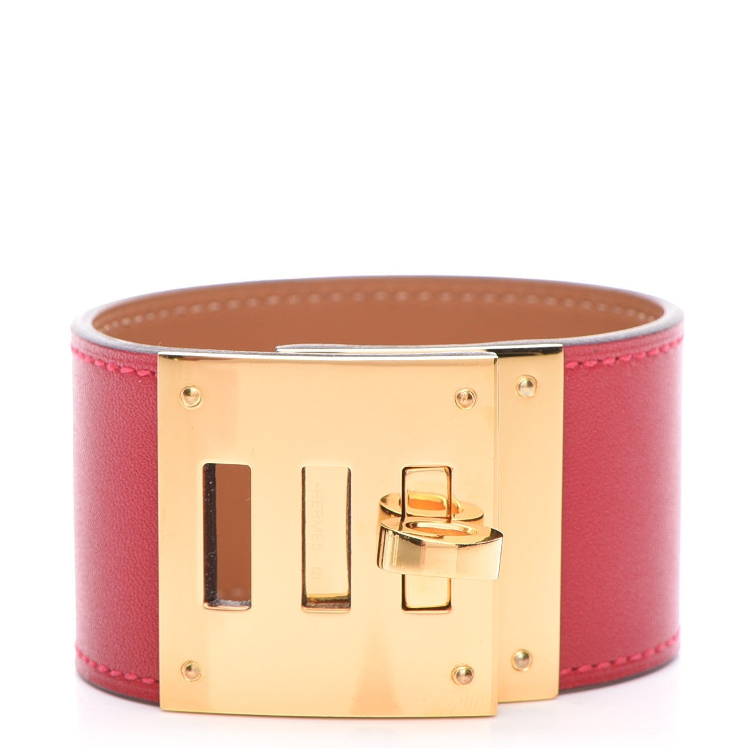 Hermes Tadelakt Kelly Dog Bracelet T2 Rouge Vif 1 of 8