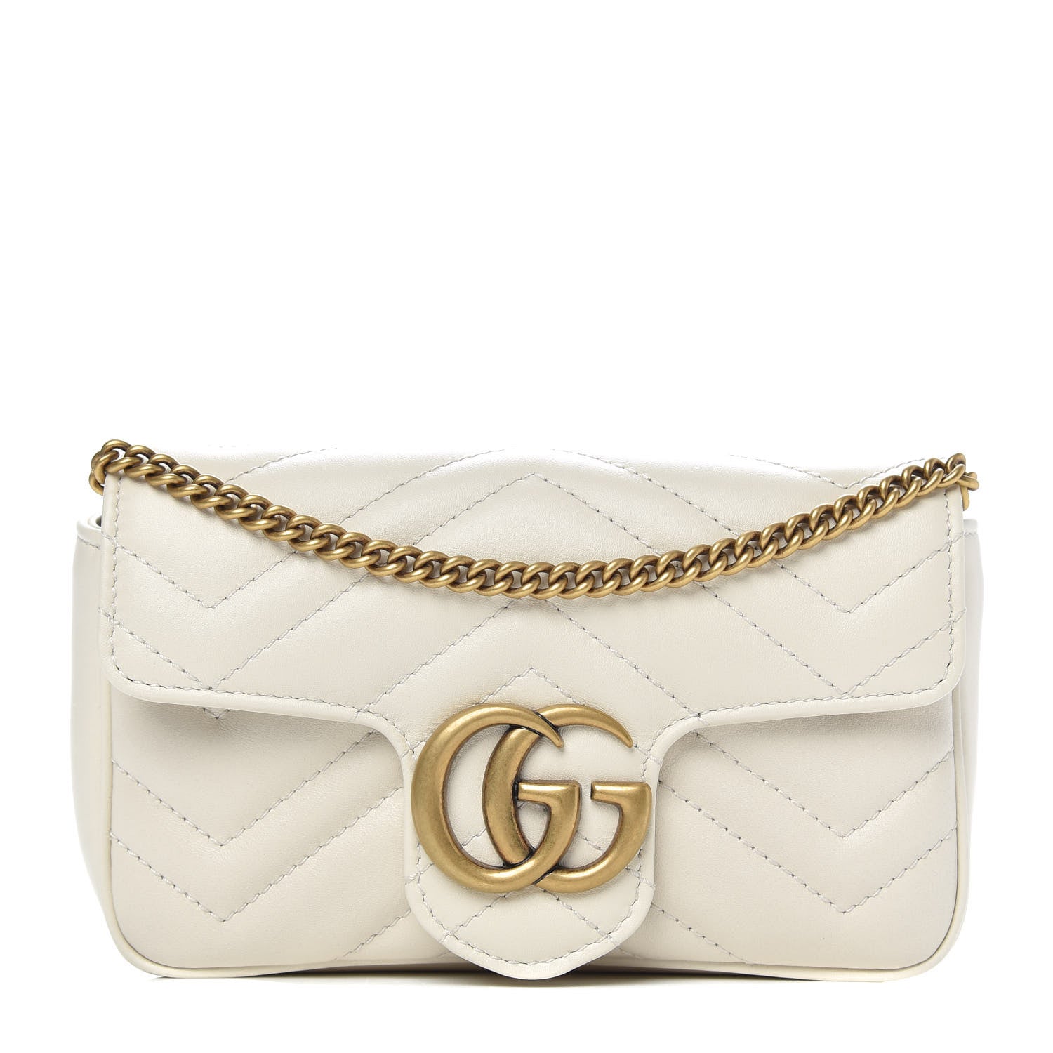 Gucci Calfskin Matelasse Super Mini GG Marmont Shoulder Bag White 1 of 11