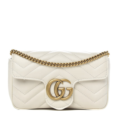 Gucci Calfskin Matelasse Super Mini GG Marmont Shoulder Bag White 1 of 11