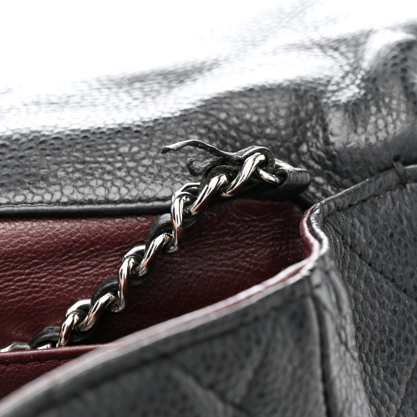Caviar Quilted Clutch With Chain Flap Black