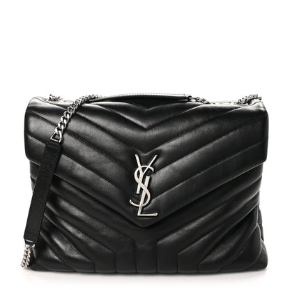 Saint Laurent Calfskin Y Quilted Monogram Medium Loulou Chain Satchel Black 1 of 10