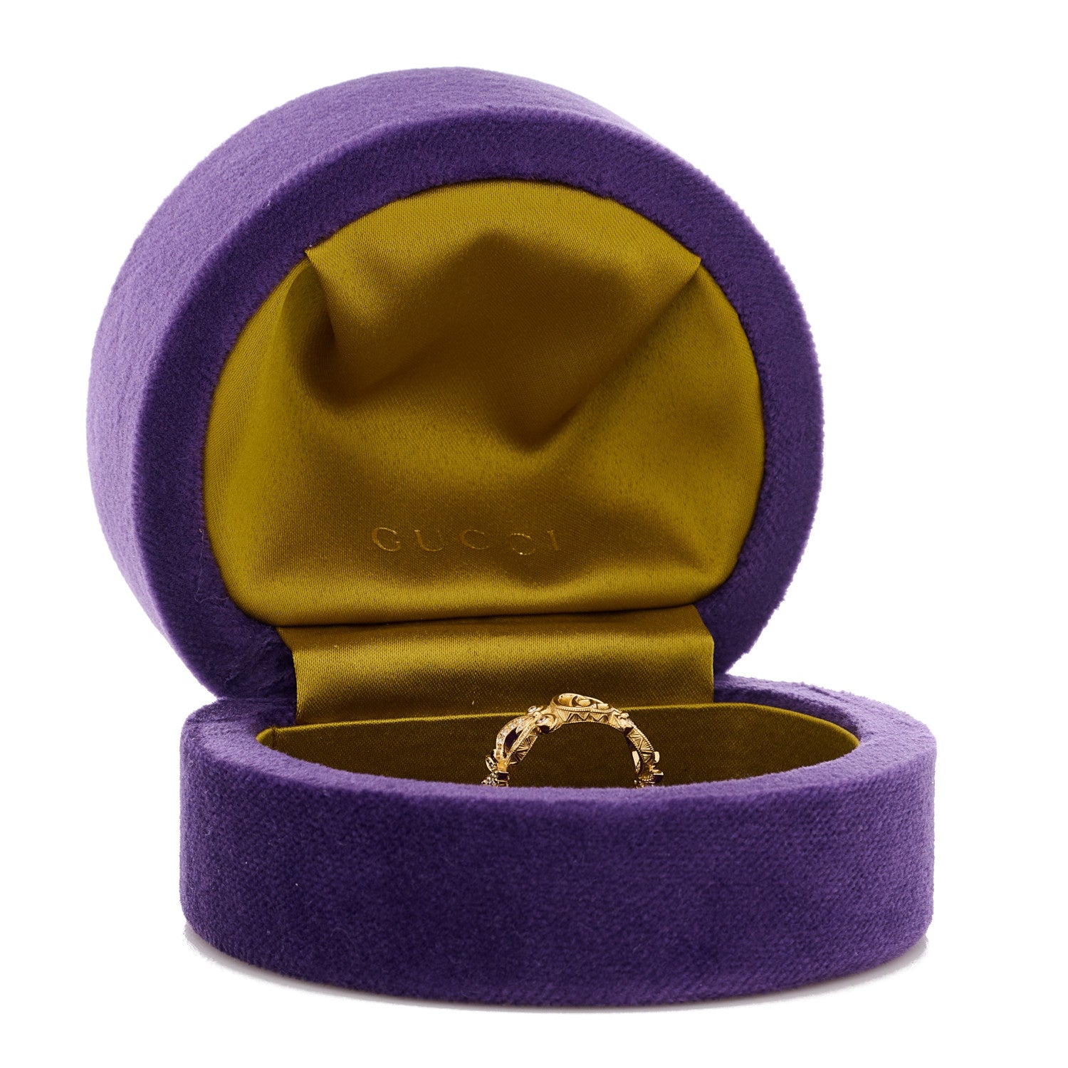 Gucci 18K Yellow Gold Diamond Flora Ring 50 5.5 5 of 5