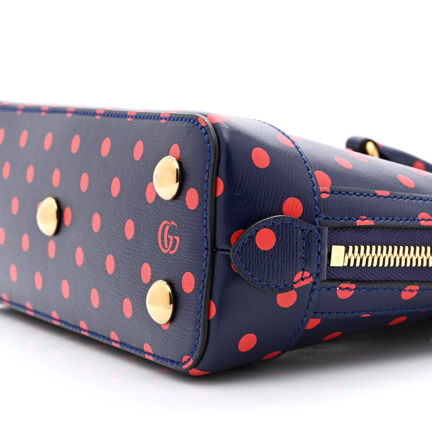 Shangai Calfskin Polka Dot Small Horsebit 1955 Top Handle Bag Blue Red