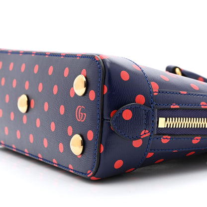 Gucci Shangai Calfskin Polka Dot Small Horsebit 1955 Top Handle Bag Blue Red 10 of 10