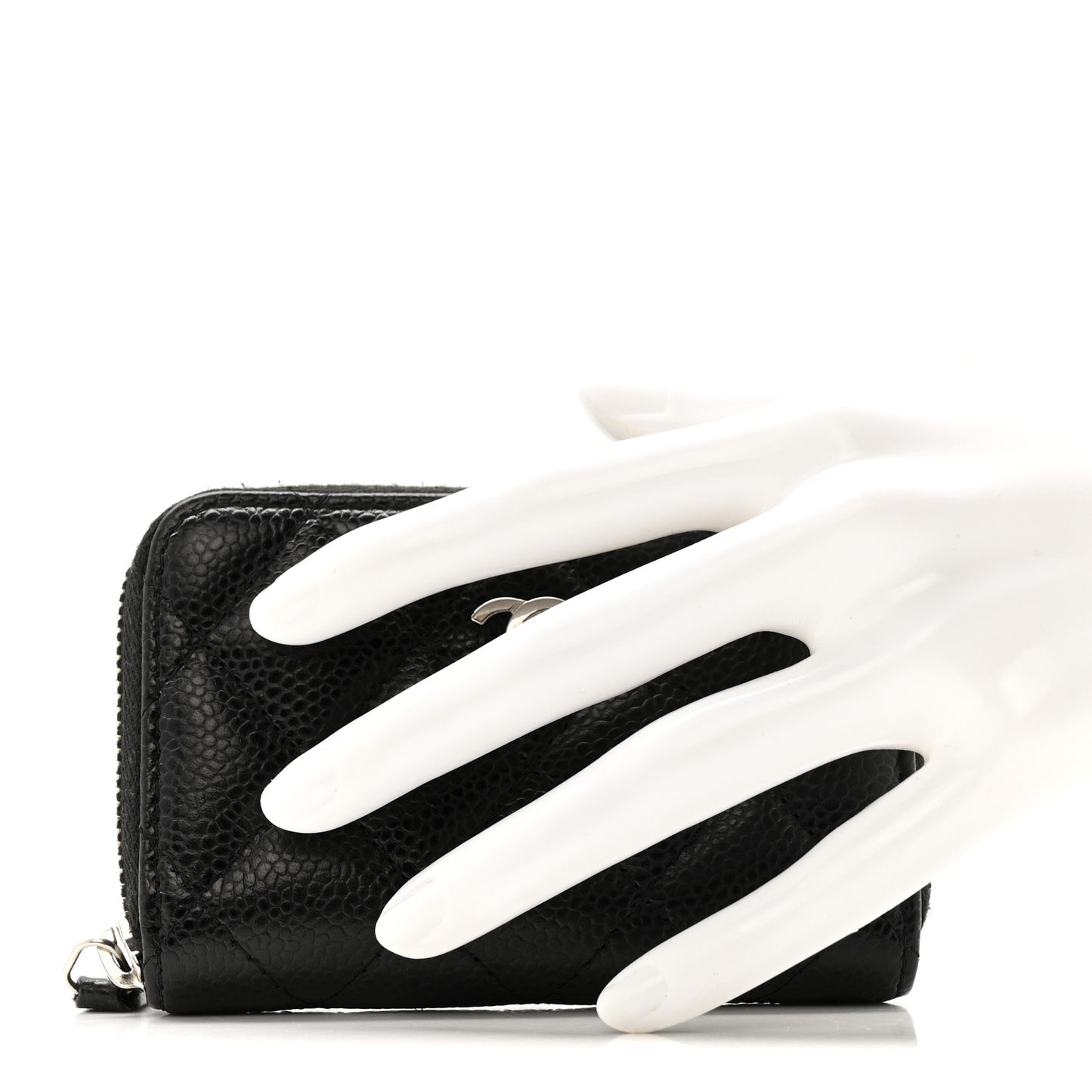 Caviar Quilted Classic Zipped Coin Purse Black