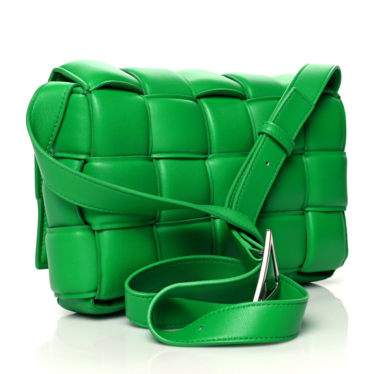 Nappa Maxi Intreccio Padded Cassette Crossbody Bag Grass