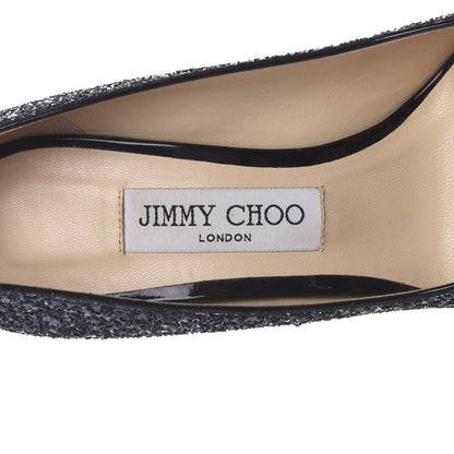 Jimmy Choo Coarse Glitter Pointy Toe Romy 85 Pumps 37 Navy 7 of 10
