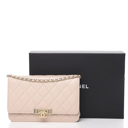 Chanel Lambskin Quilted Golden Class Wallet on Chain WOC Light Pink 11 of 11