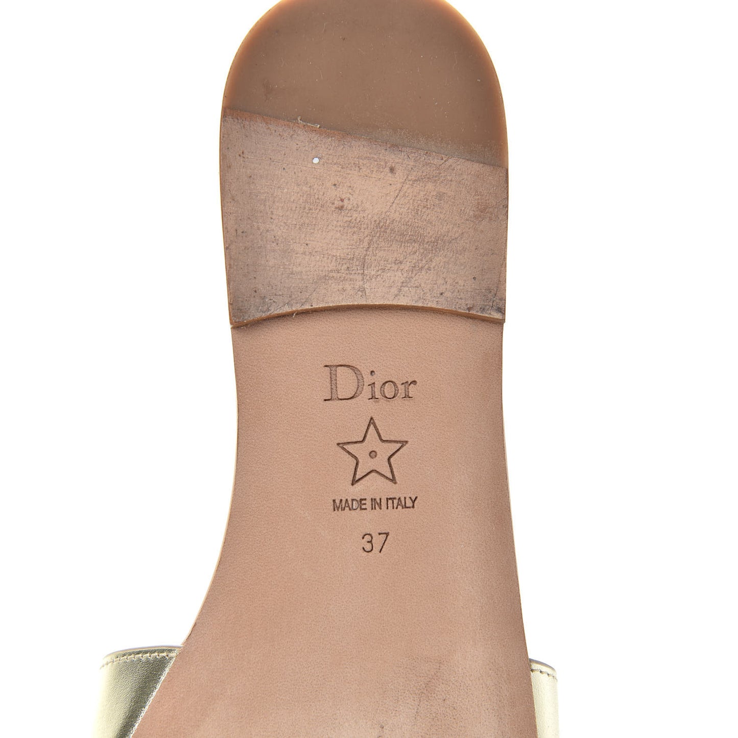 Metallic Calfskin D-Club Mule Sandal 37 Light Gold