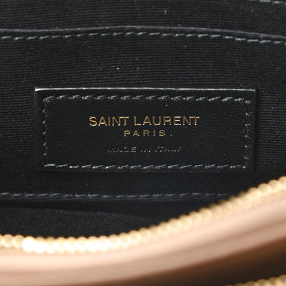 Saint Laurent Grained Lambskin Quilted Mini Becky Double Zip Bag Dark Beige 7 of 10