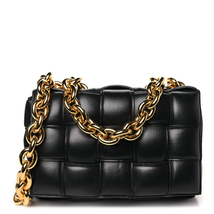 Bottega Veneta Lambskin Maxi Intreccio Padded Chain Cassette Crossbody Bag Black 1 of 9