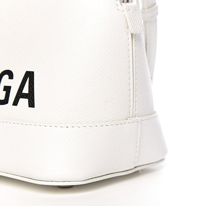 Balenciaga Signature Grained Calfskin Logo S Ville Top Handle Bag White Black 9 of 10