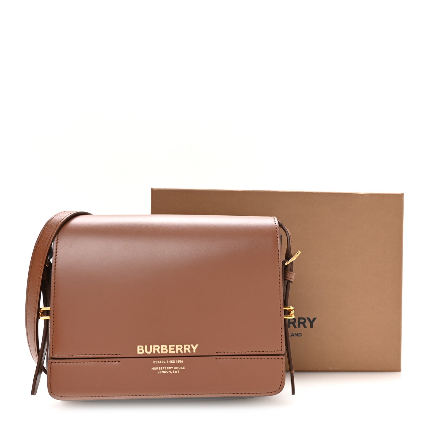 Smooth Calfskin Two Tone Small Grace Bag Malt Brown Black