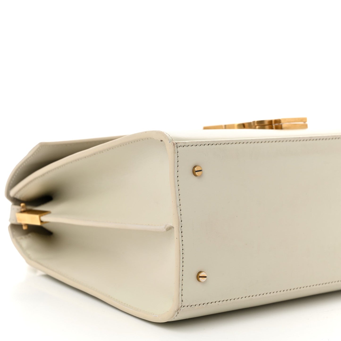 Smooth Calfskin Medium Classic Monogram Cassandra Top Handle Crema Soft Rouge Legion