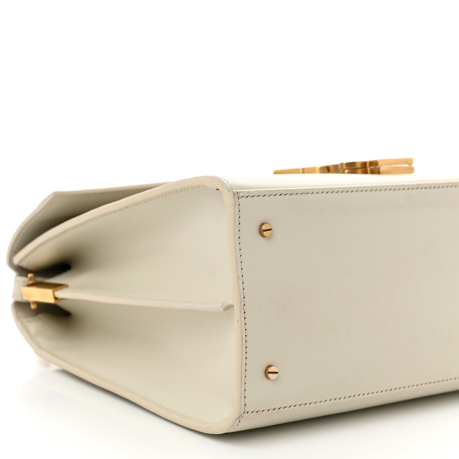 Saint Laurent Smooth Calfskin Medium Classic Monogram Cassandra Top Handle Crema Soft Rouge Legion 9 of 15